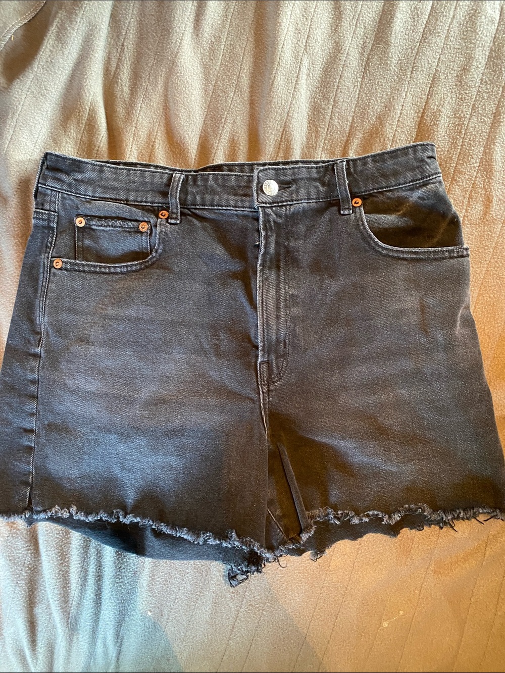 American Eagle Outfitters Black Frayed Hem Denim Shorts